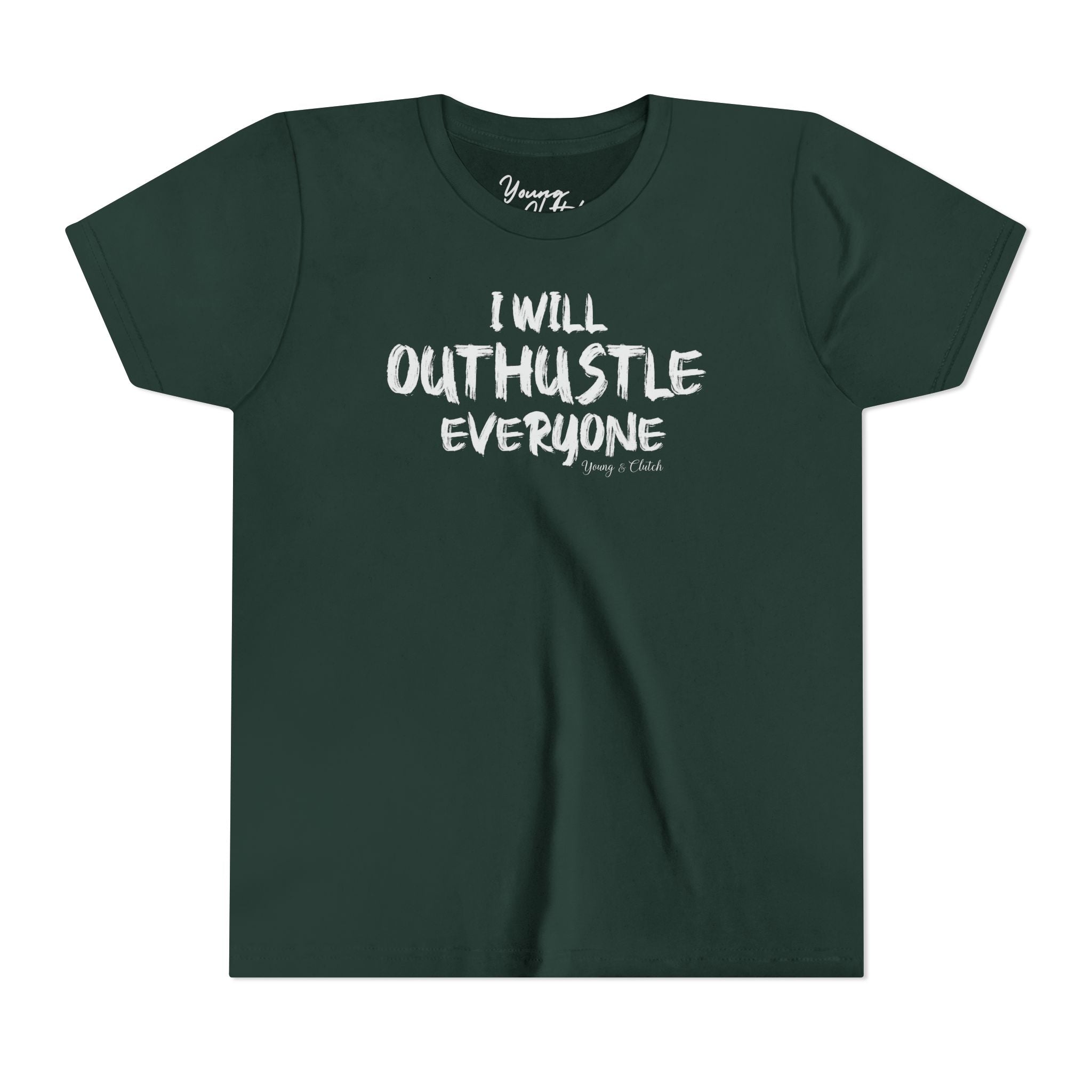 Youth Short Sleeve Tee Young & Clutch Outhustle Everyone