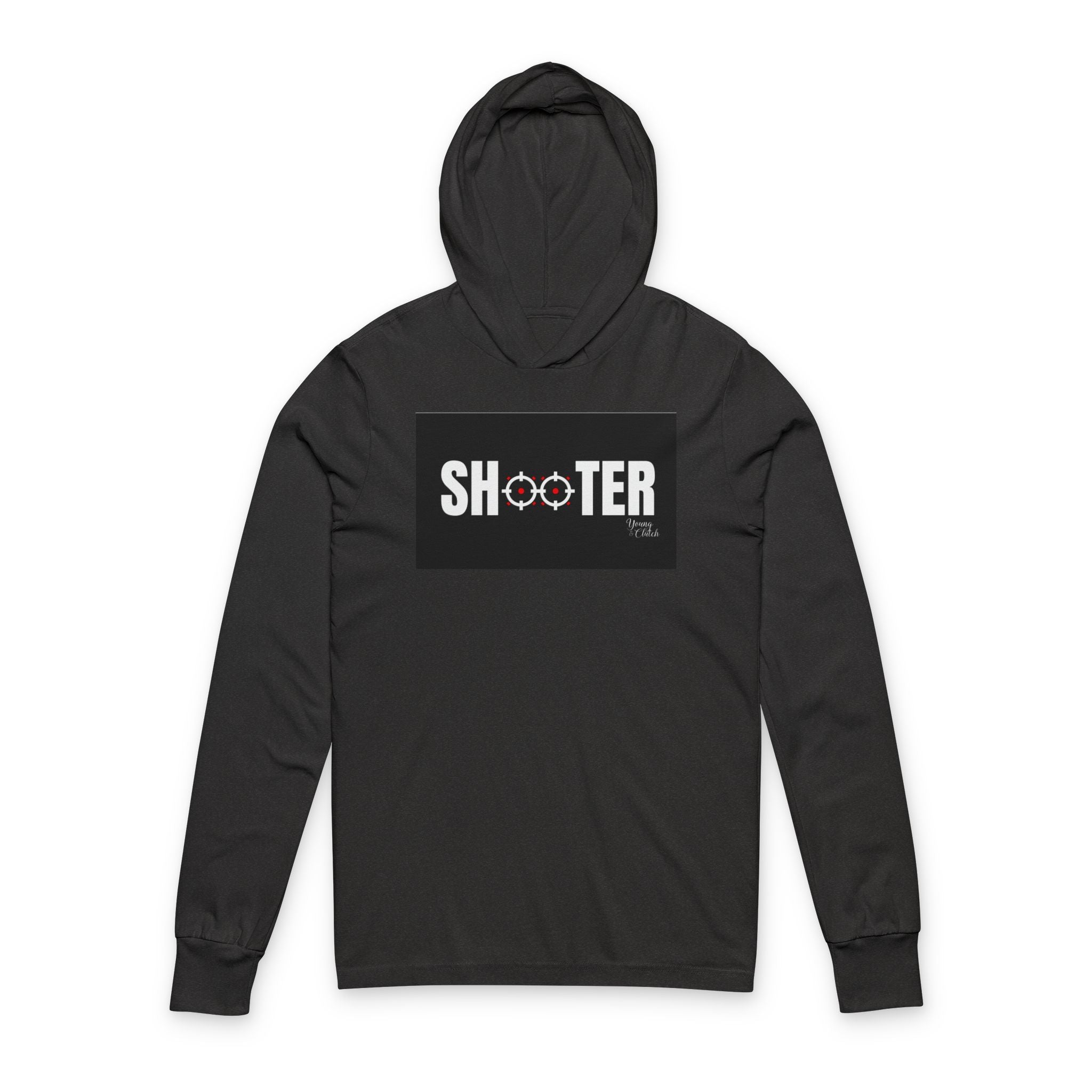 Shooter Unisex Hooded Long Sleeve Tee - Casual and Trendy Graphic Top