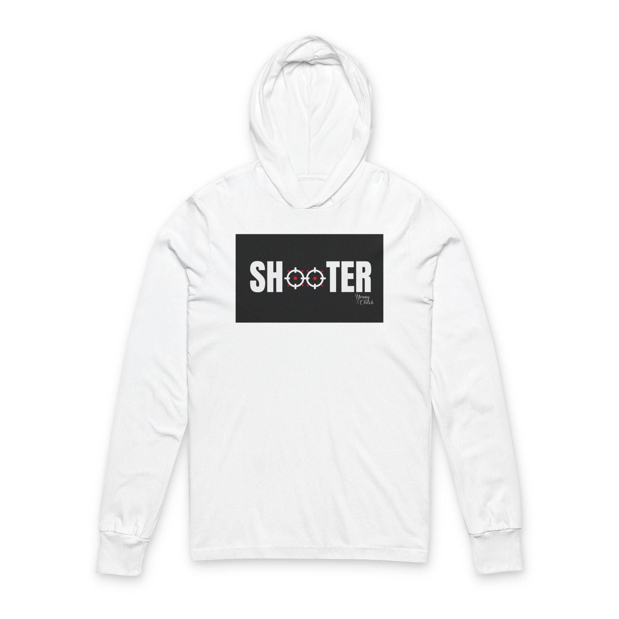 Shooter Unisex Hooded Long Sleeve Tee - Casual and Trendy Graphic Top
