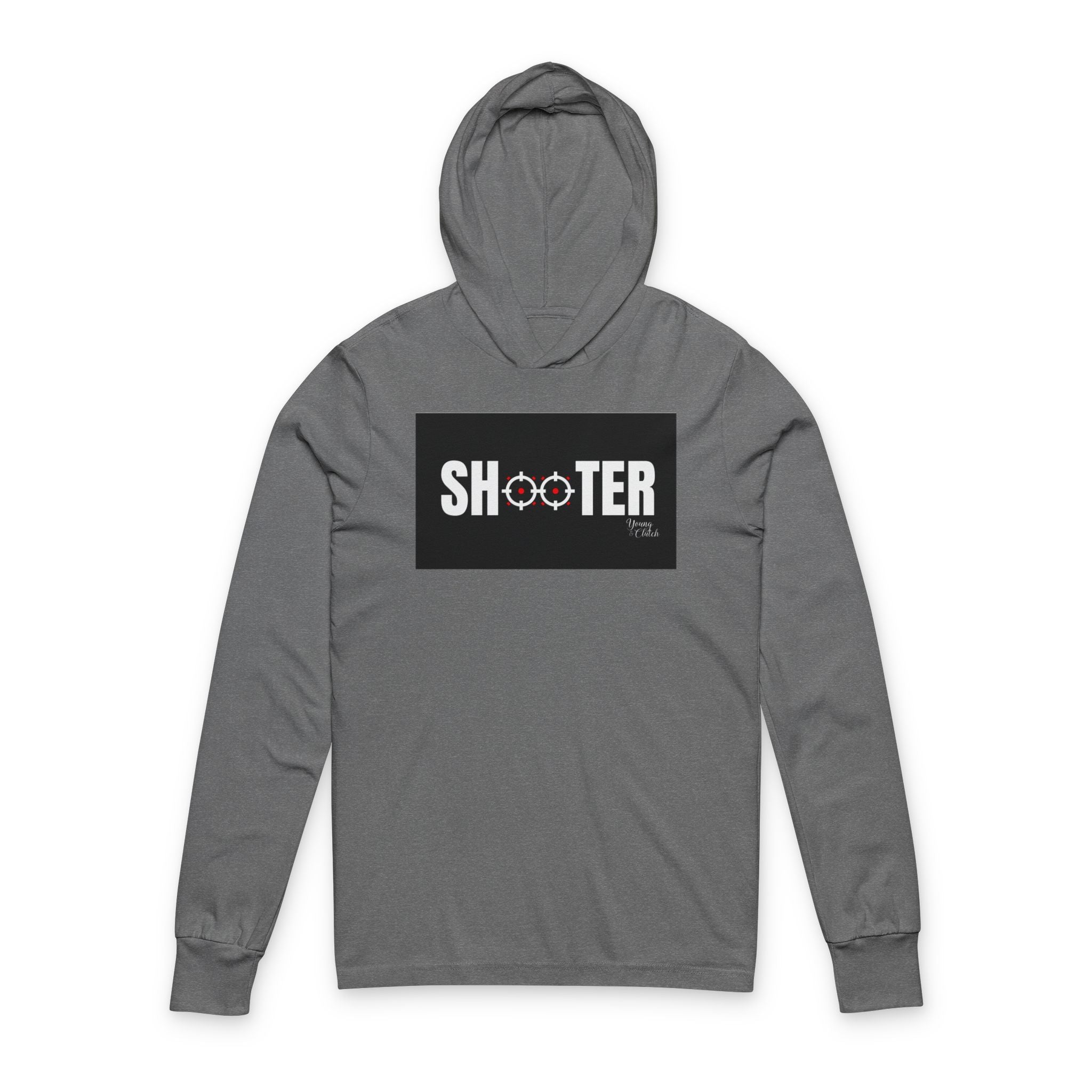Shooter Unisex Hooded Long Sleeve Tee - Casual and Trendy Graphic Top
